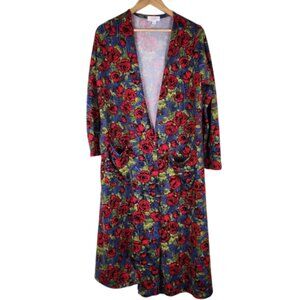 LulaRoe Red Sarah Rose Duster Robe Long Sleeve Size Medium NWOT Cardigan